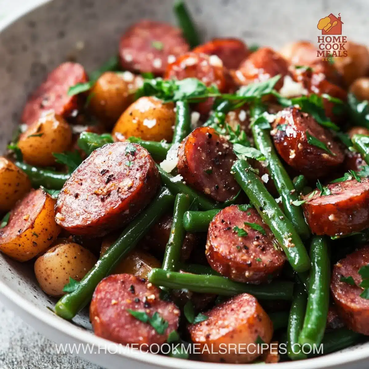 Crockpot Kielbasa and Green Beans