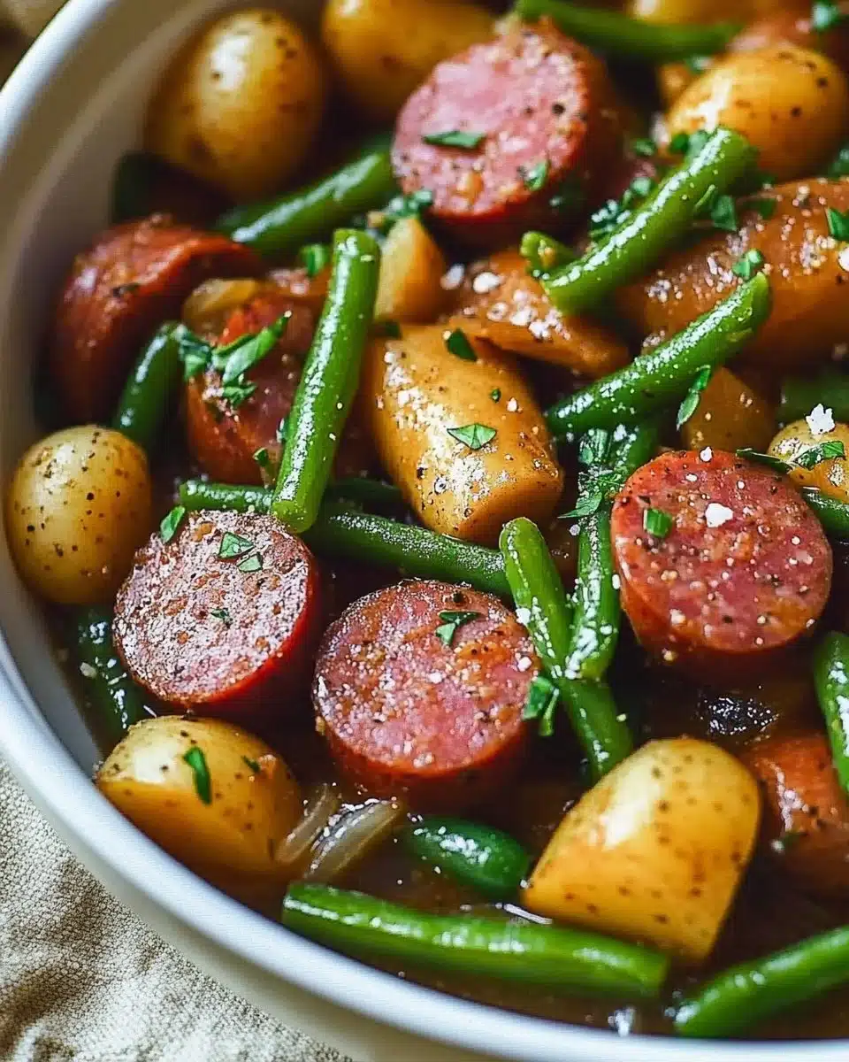 Crockpot Kielbasa and Green Beans