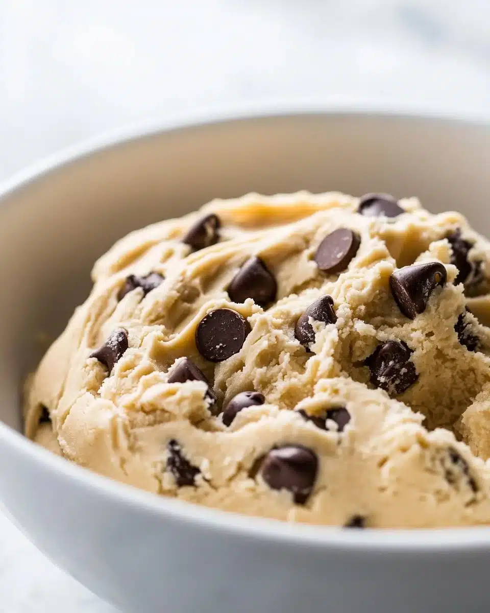 A bowl of delicious edible cookie dough ready to enjoy safely.