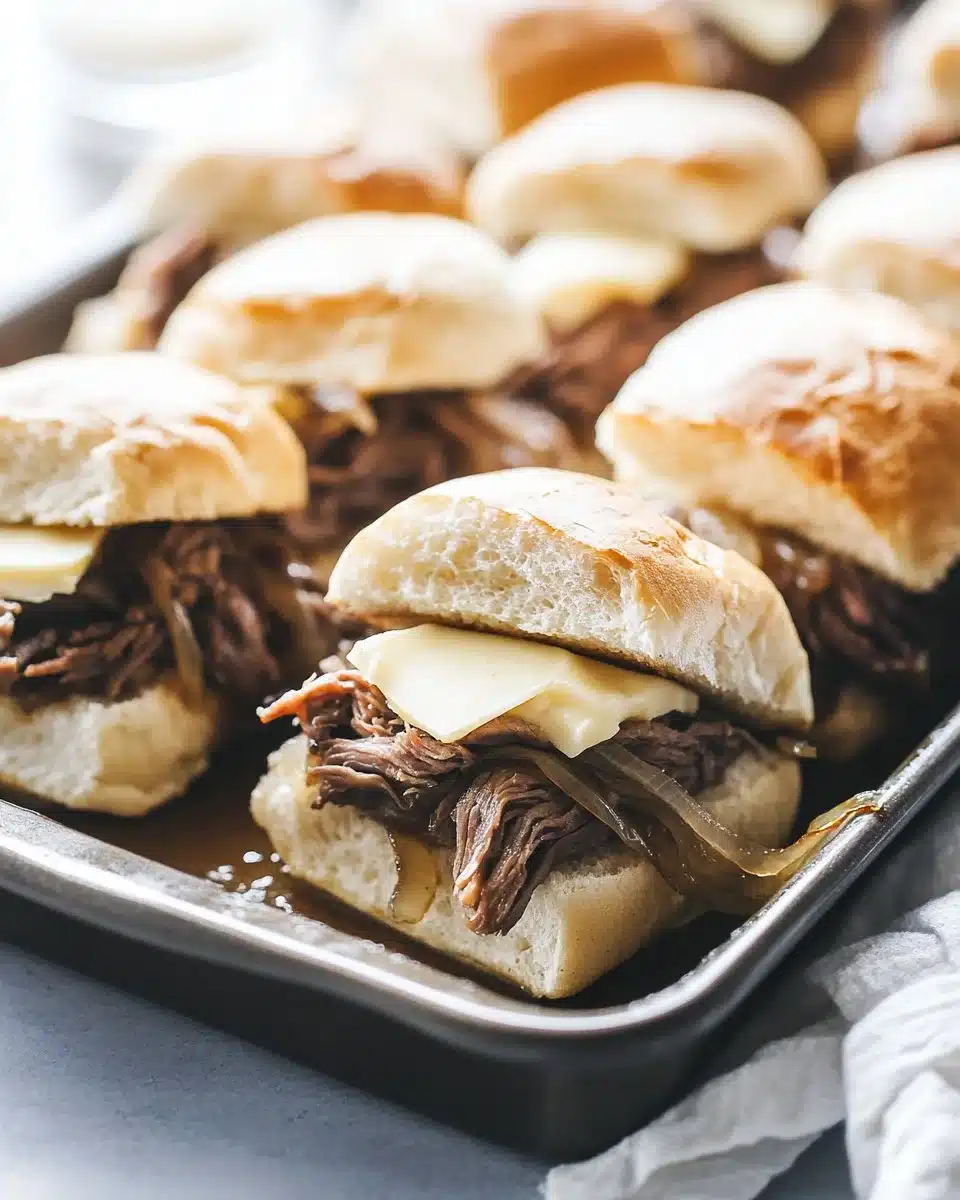 Tasty French Dip Sliders served with dipping sauce
