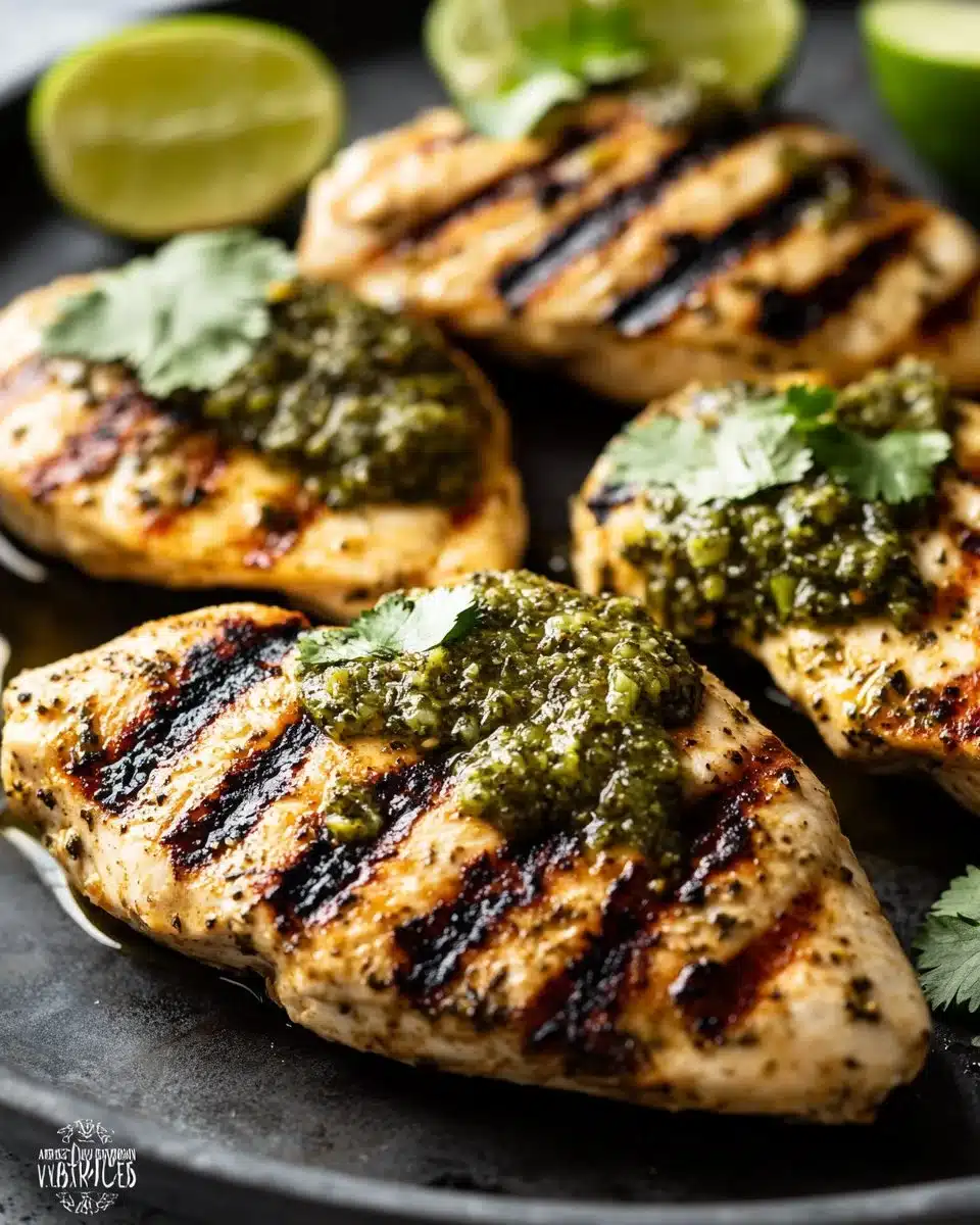 Grilled salsa verde chicken topped with pepper jack cheese.