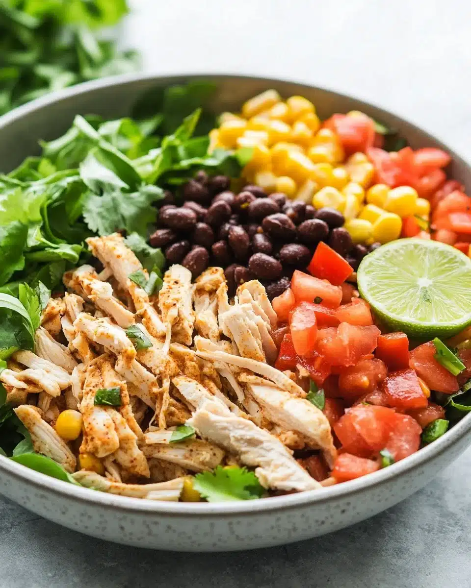 High-Protein Southwest Chicken Salad with grilled chicken and fresh vegetables