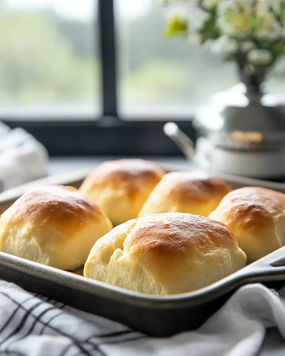 Freshly baked low-carb bread rolls on a rustic wooden table