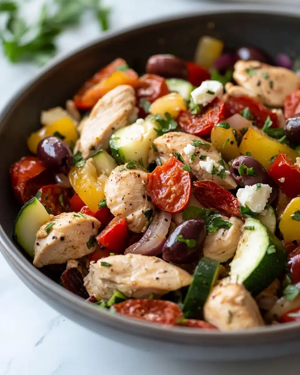 Mediterranean Chicken Stir Fry with colorful vegetables and spices