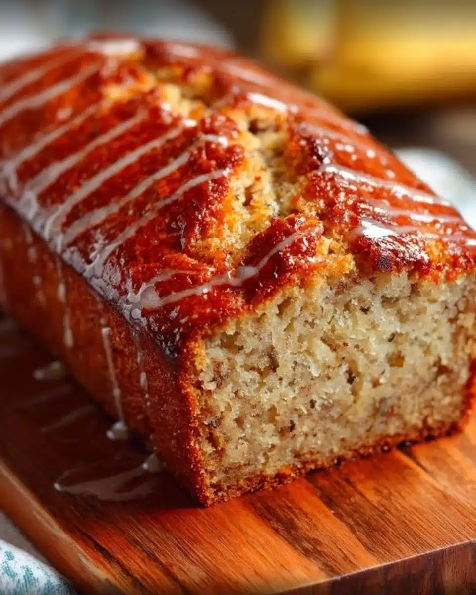 Delicious homemade banana bread from Paula Deen's recipe.