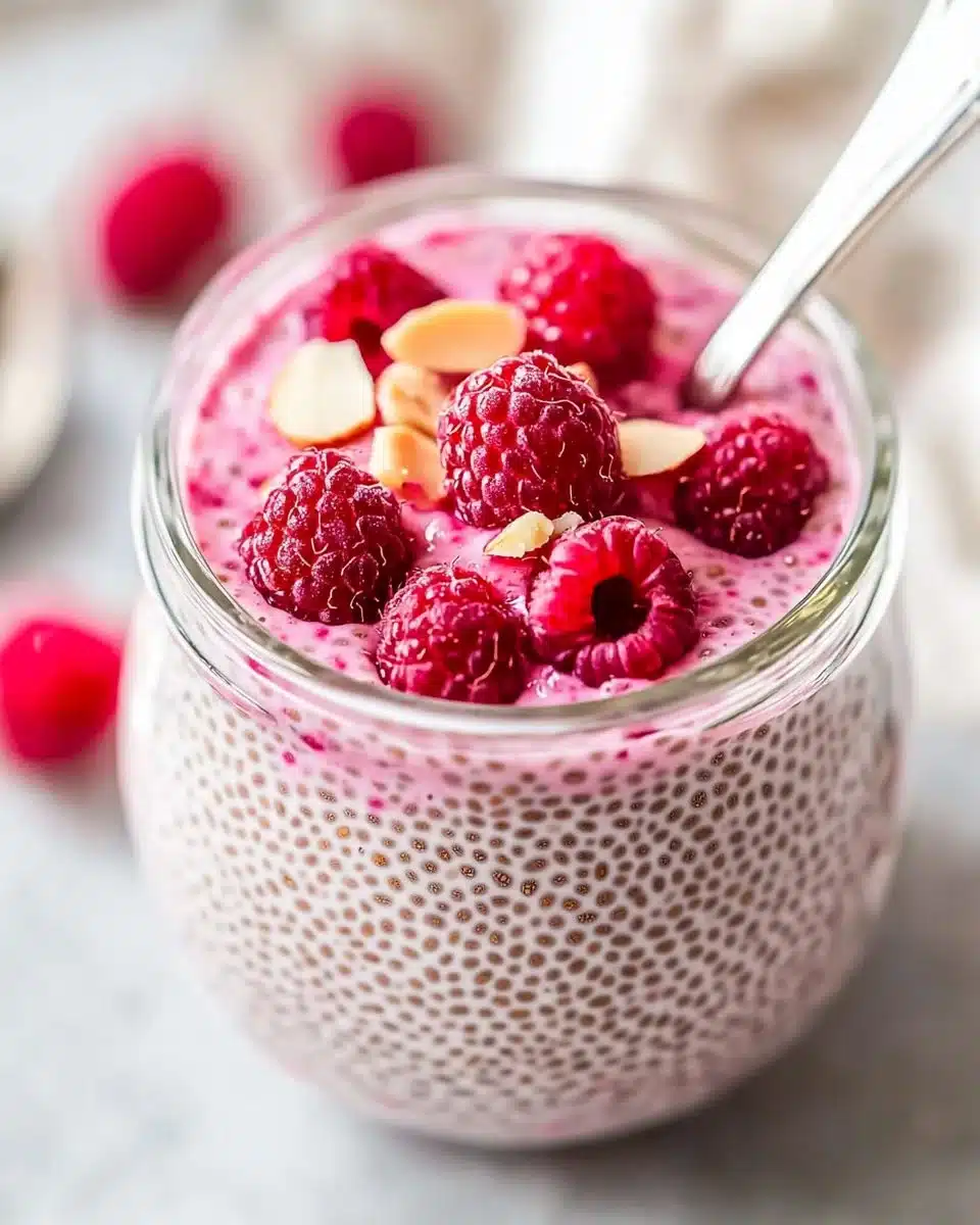 Raspberry Chia Pudding Sweetened with Maple Syrup