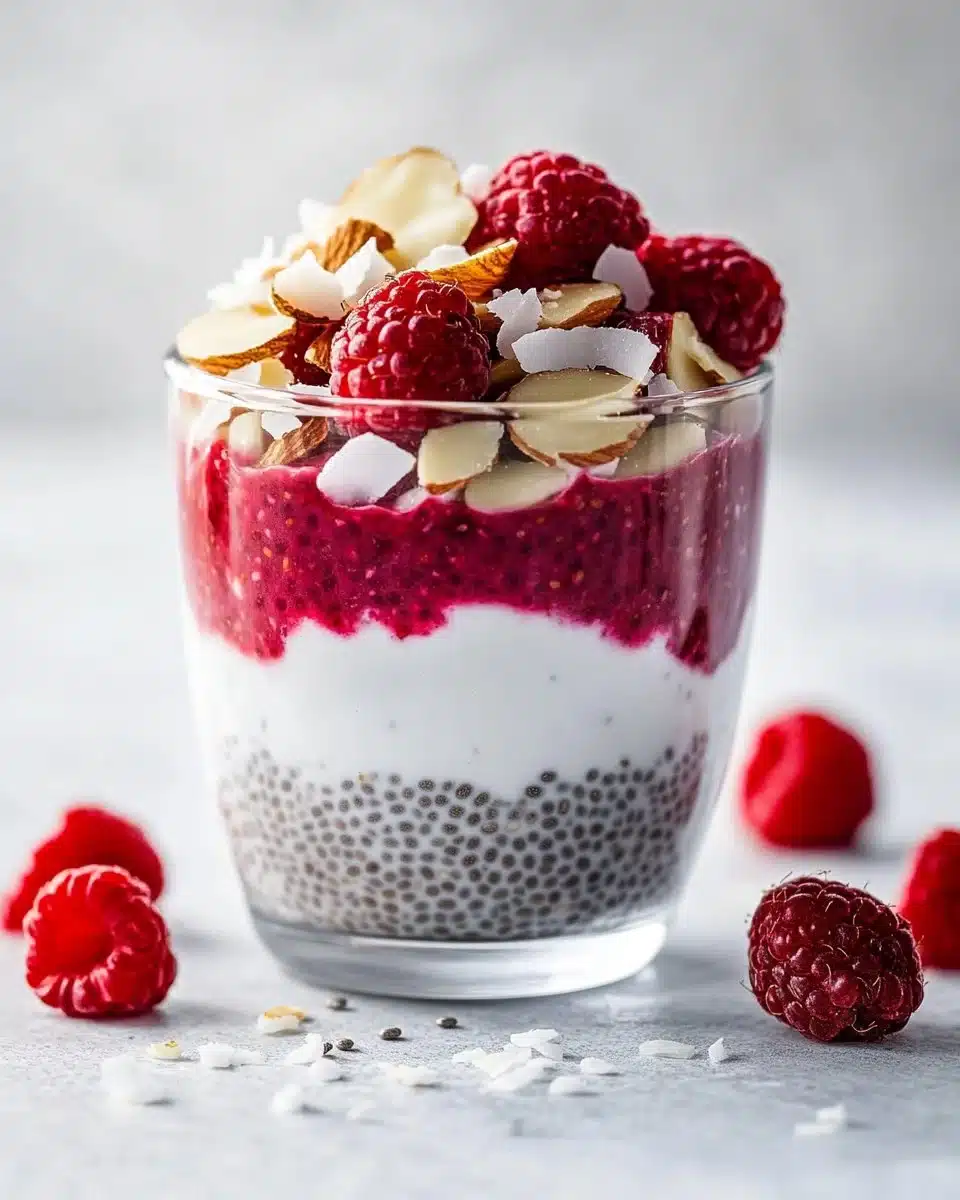Raspberry Chia Pudding Sweetened with Maple Syrup