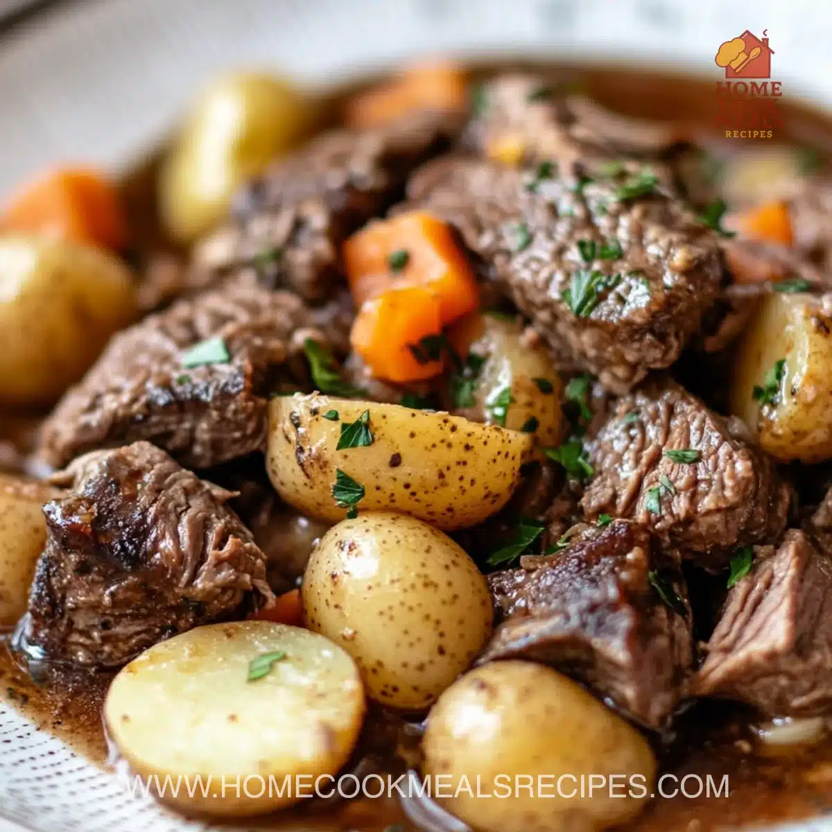 Slow Cooker Garlic Butter Beef with Potatoes