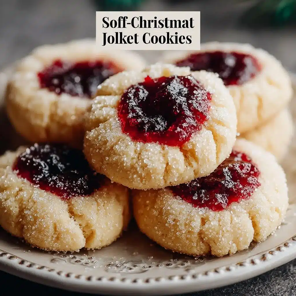 Delicious soft Christmas thumbprint cookies with colorful jam filling