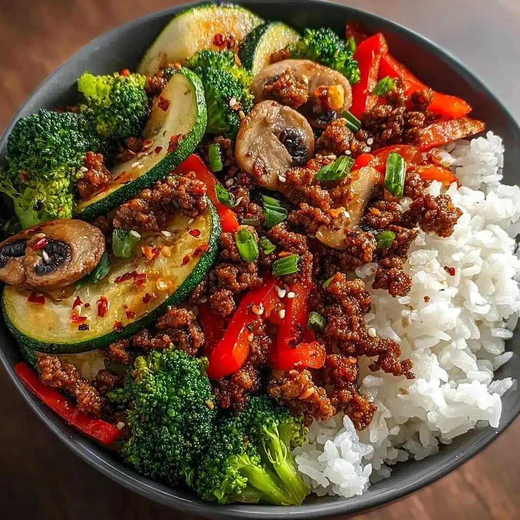 Spicy Ground Beef Stir-Fry Bowl with Garlic Veggies & Steamy Rice 5 Spicy Ground Beef Stir-Fry Bowl with Garlic Veggies & Steamy Rice