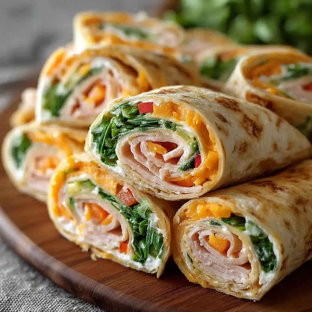 Delicious Turkey Cheddar Lunch Roll Ups recipe served on a plate.