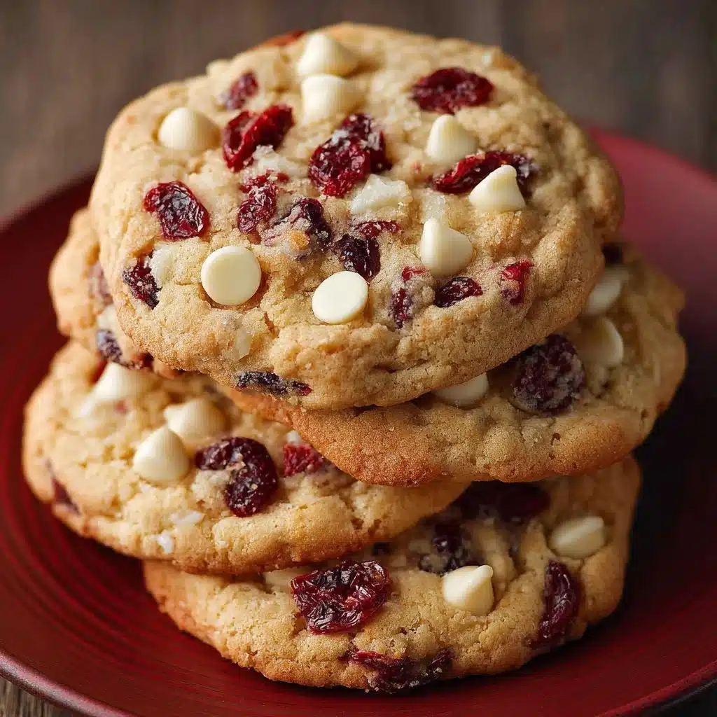 Delicious white chocolate cranberry cookies fresh out of the oven
