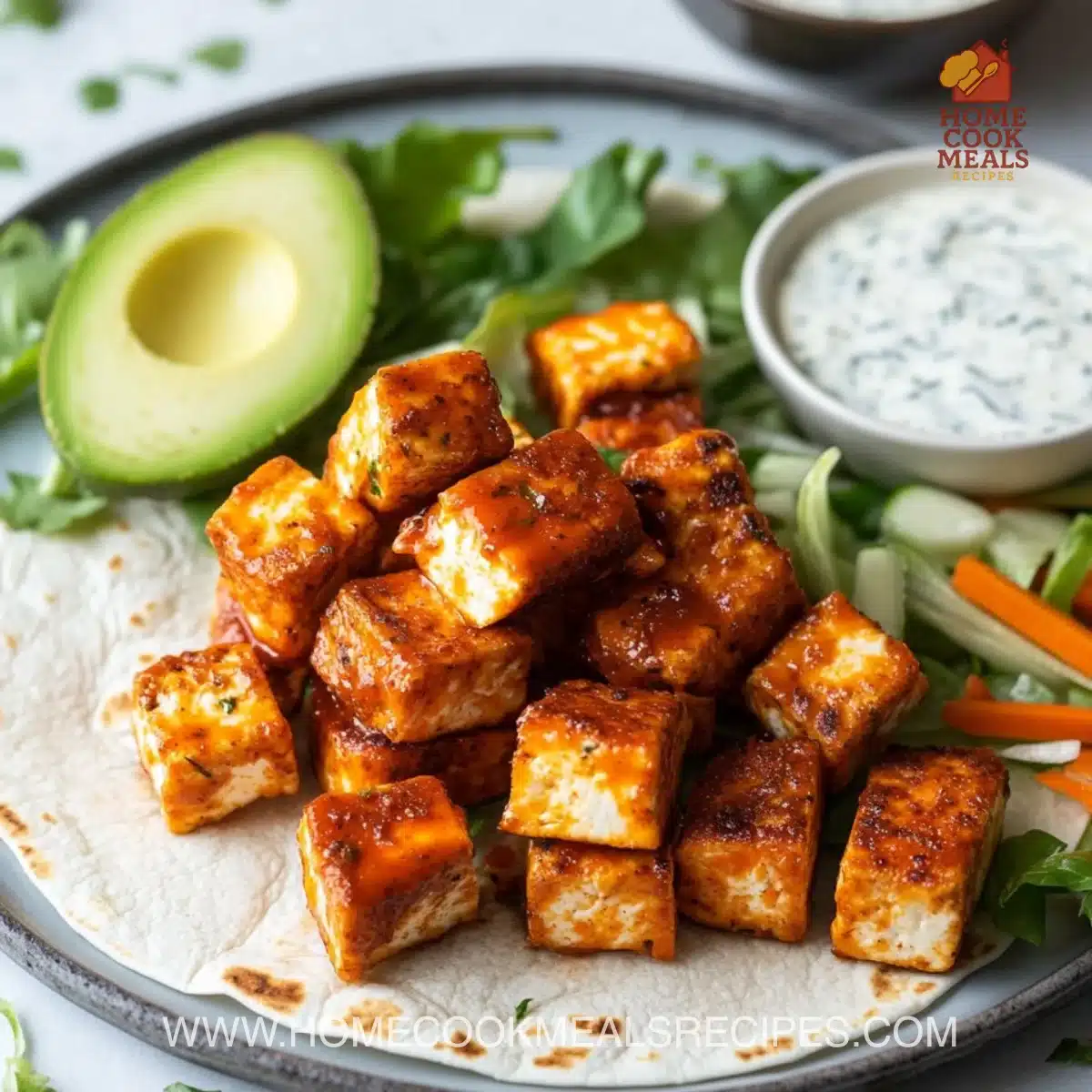 Buffalo Tofu Wrap with Easy Vegan Ranch 4 Buffalo Tofu Wrap with Easy Vegan Ranch