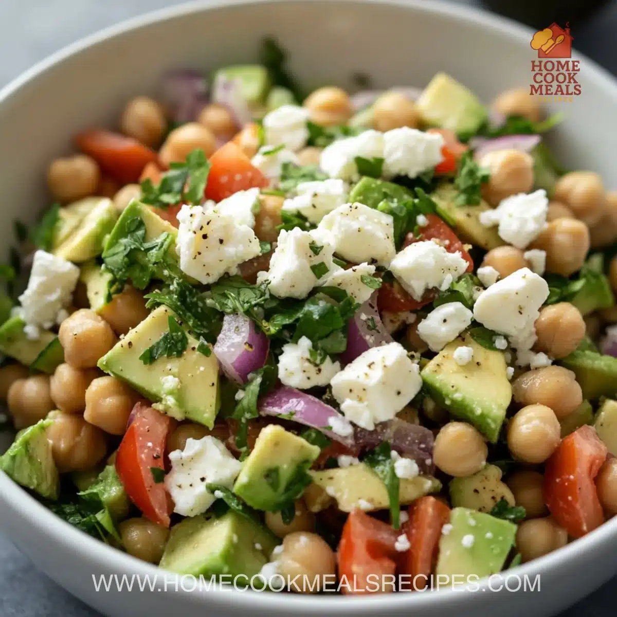 Chickpea Feta Avocado Salad