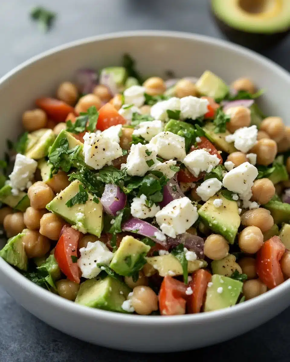 Chickpea Feta Avocado Salad