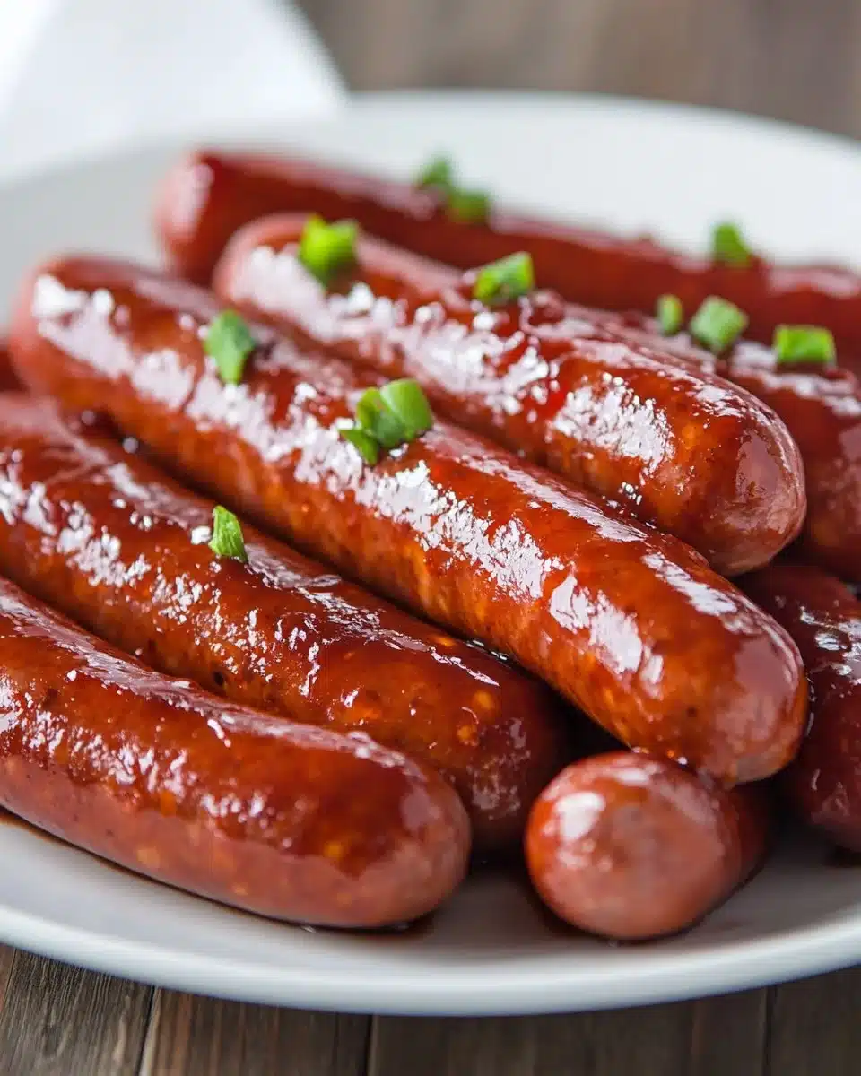 Crockpot Little Smokies served in a bowl with barbecue sauce
