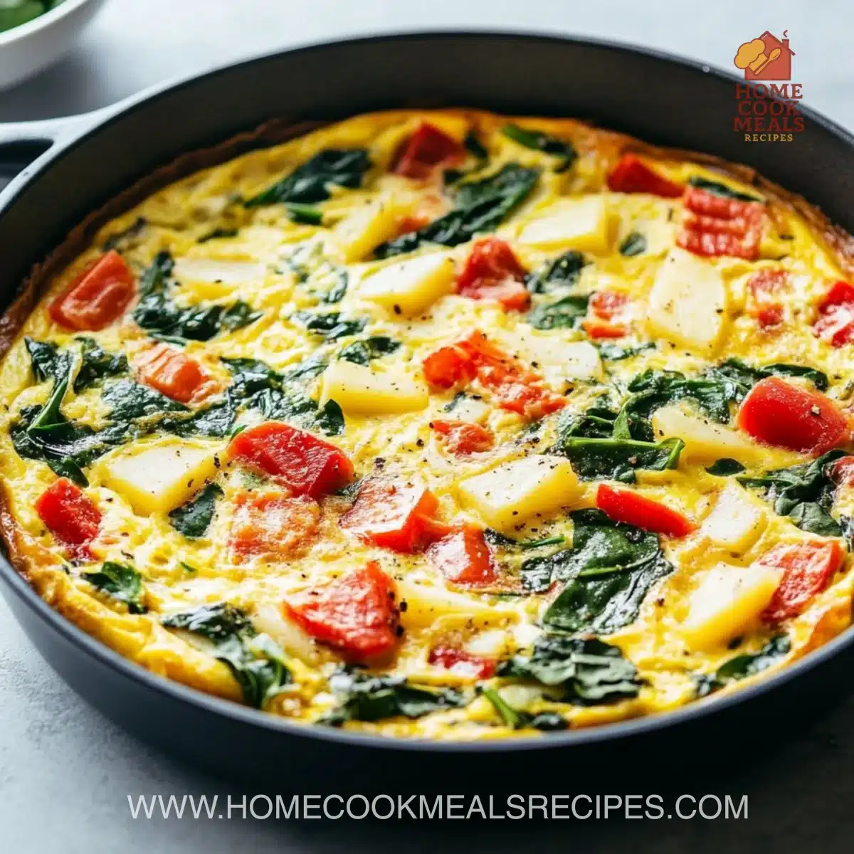 Easy Frittata with Potatoes, Red Peppers, and Spinach