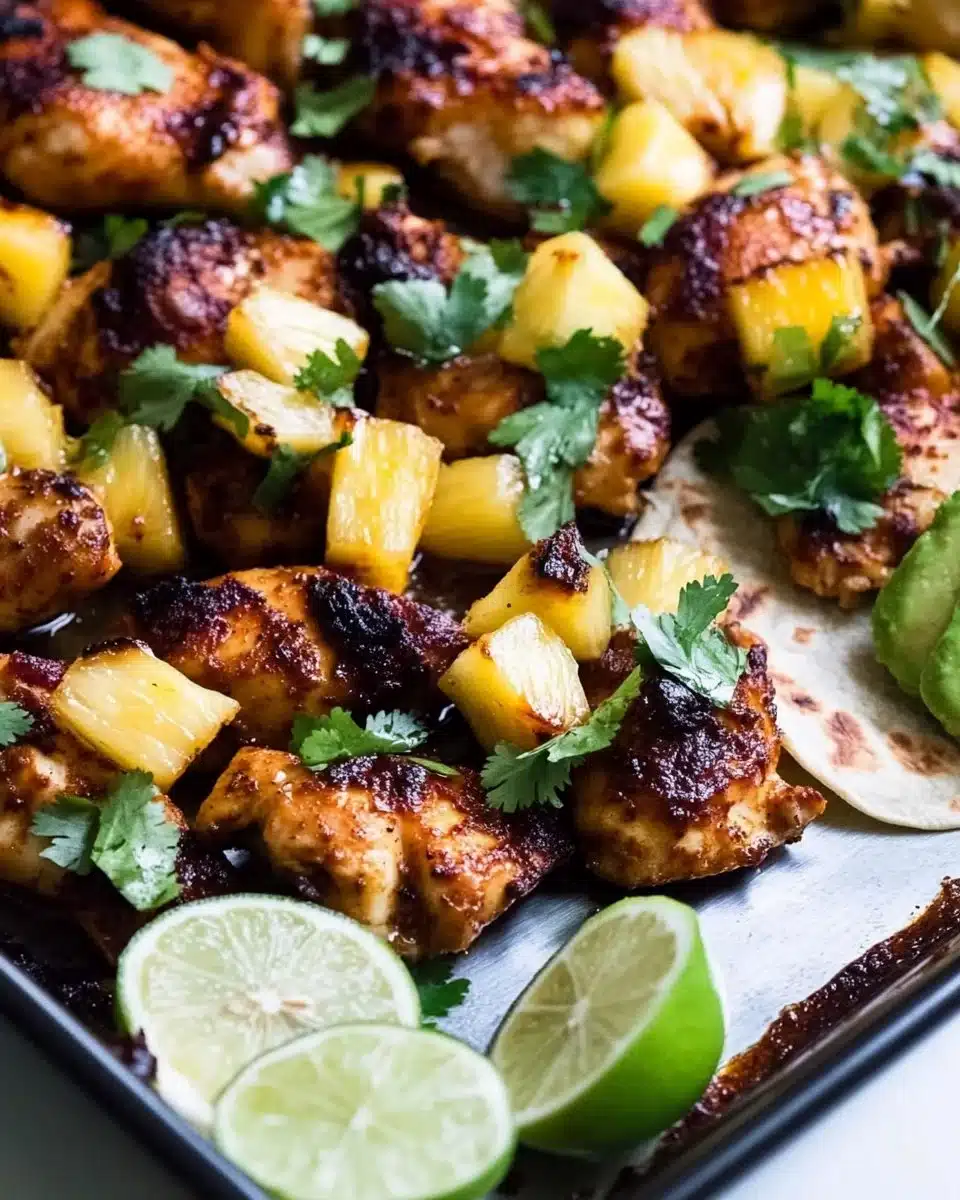 One Pan Chicken & Pineapple Tacos