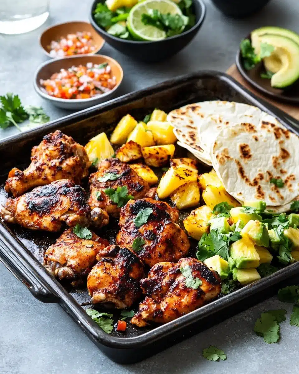 One Pan Chicken & Pineapple Tacos