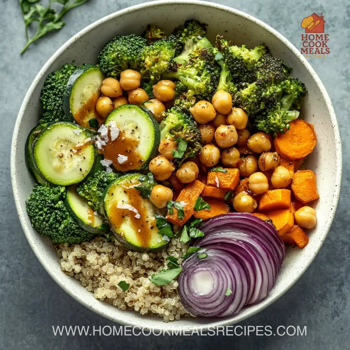 Roasted Veggie Chickpea Bowls with Maple Dijon Tahini Dressing