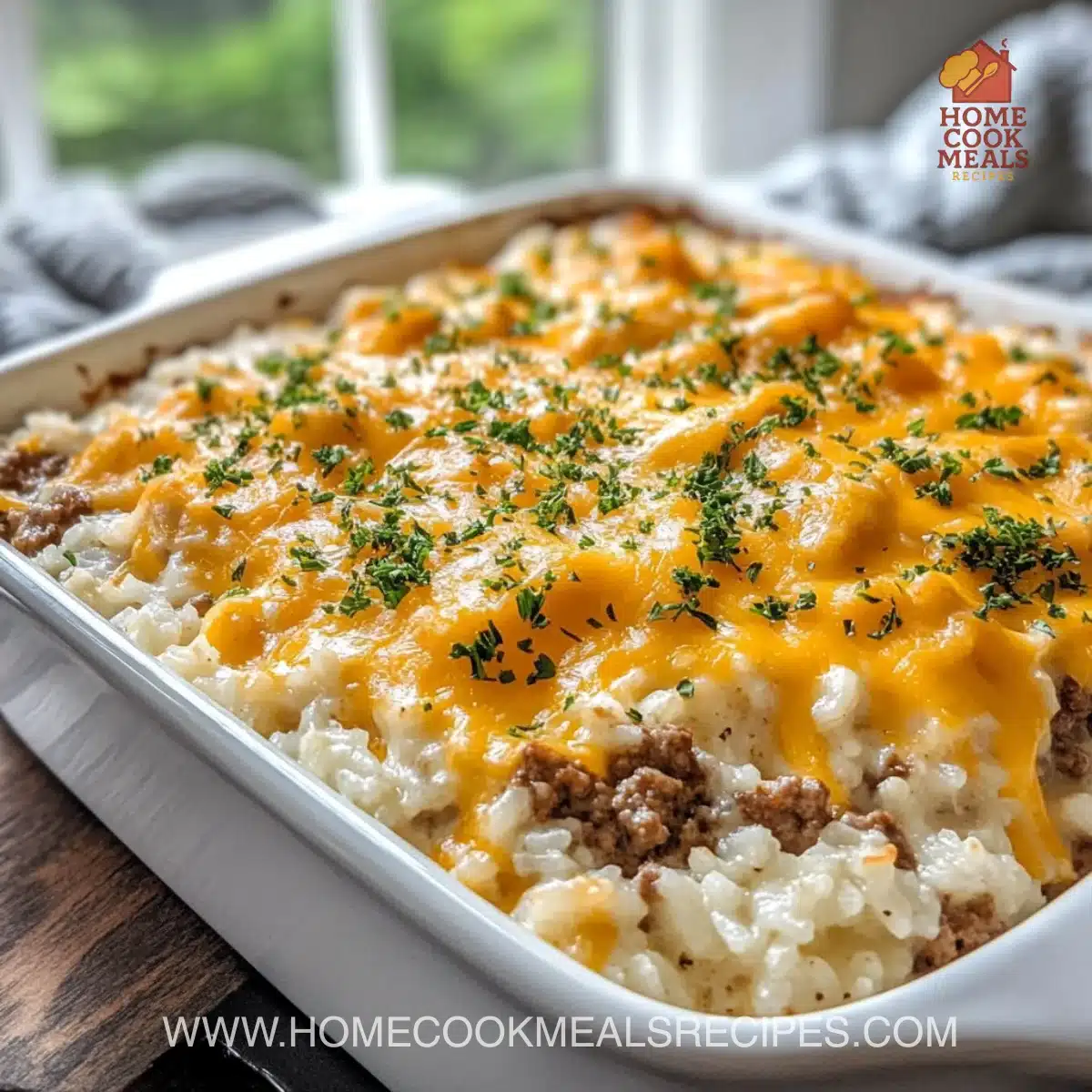 Cheesy Ground Beef and Rice Casserole