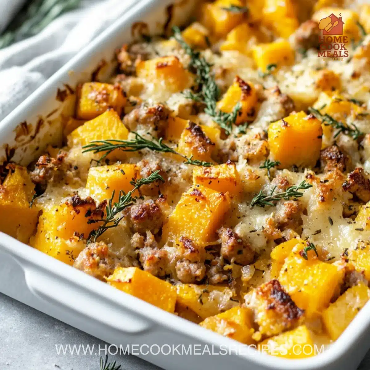 Cozy Butternut Squash & Sausage Casserole