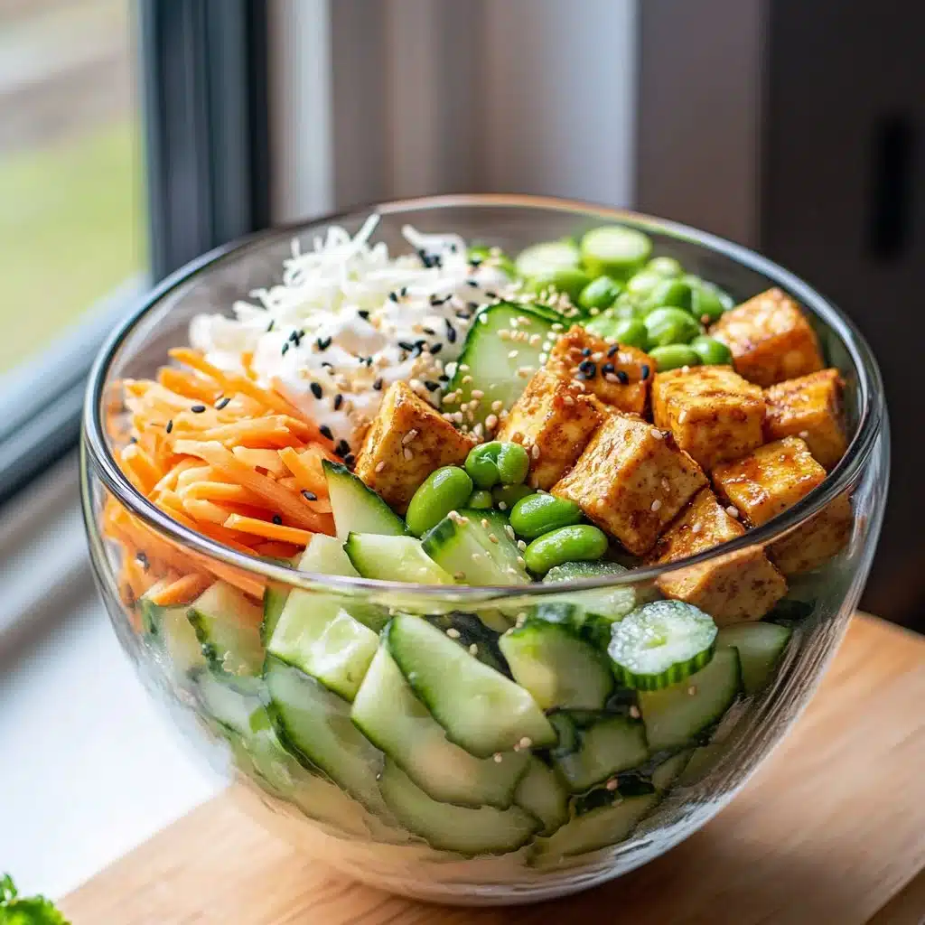 Creamy Asian Cucumber Salad Bowl featuring fresh cucumbers and savory dressing