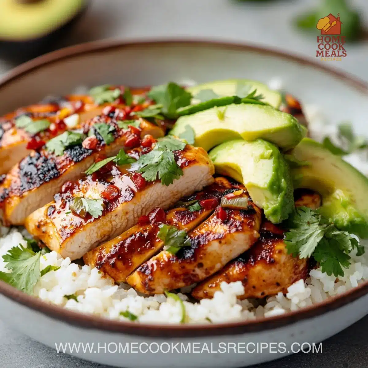 Delicious Honey Lime Chicken & Avocado Rice Stack Recipe