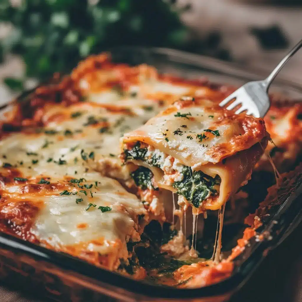 Dumpling Lasagna topped with fresh herbs and cheese