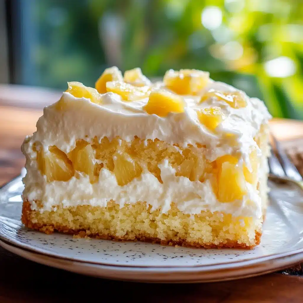 Delicious Hawaiian Pineapple Cake with fresh pineapple and whipped cream frosting