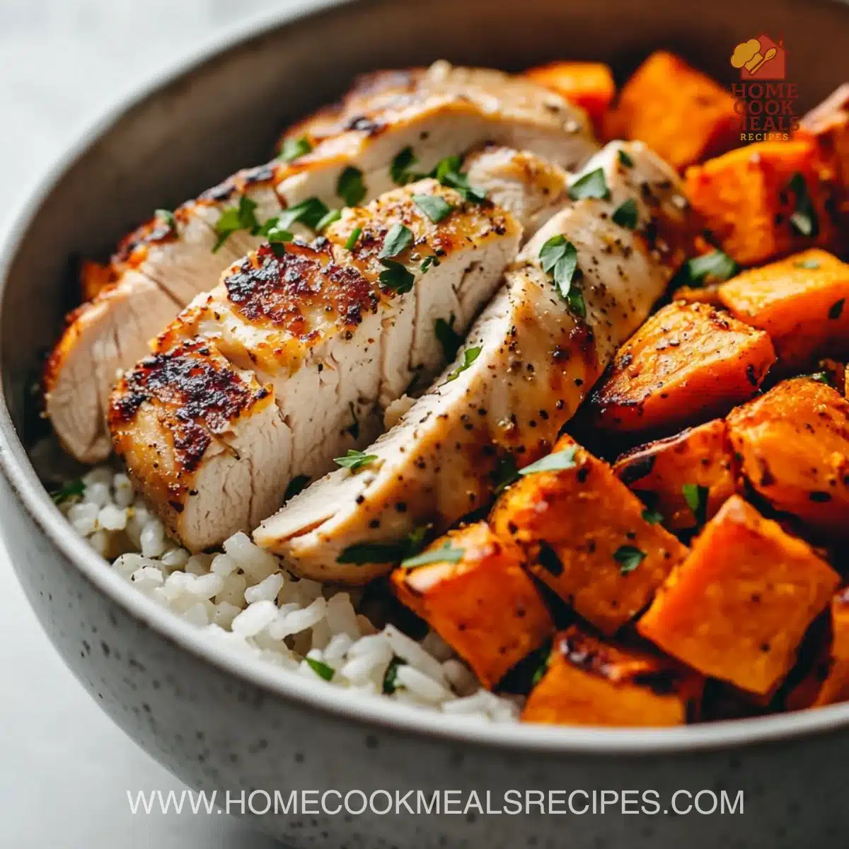 Healthy Chicken & Sweet Potato Rice Bowl