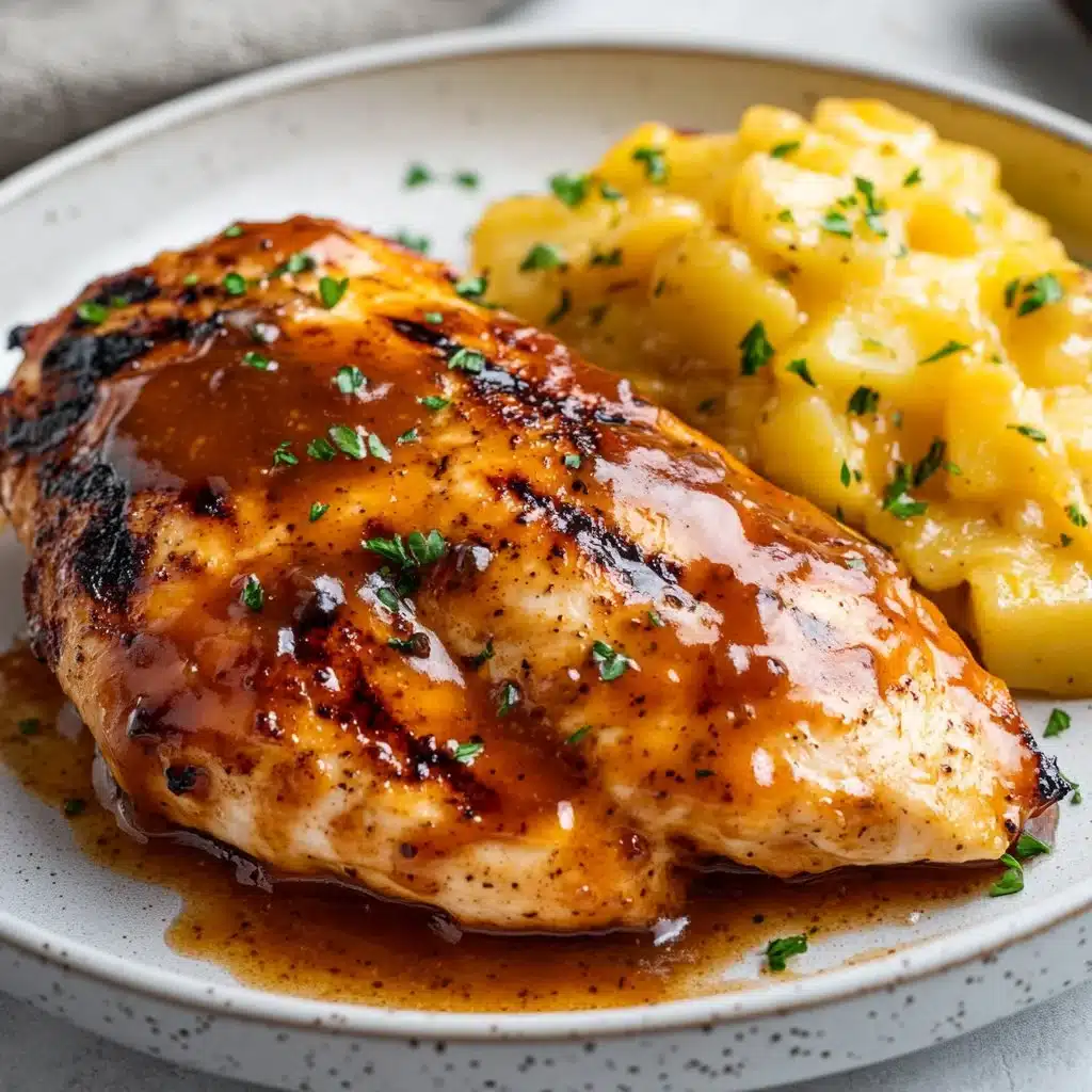 Plate of Honey BBQ Chicken with Cheesy Garlic Parmesan Potatoes
