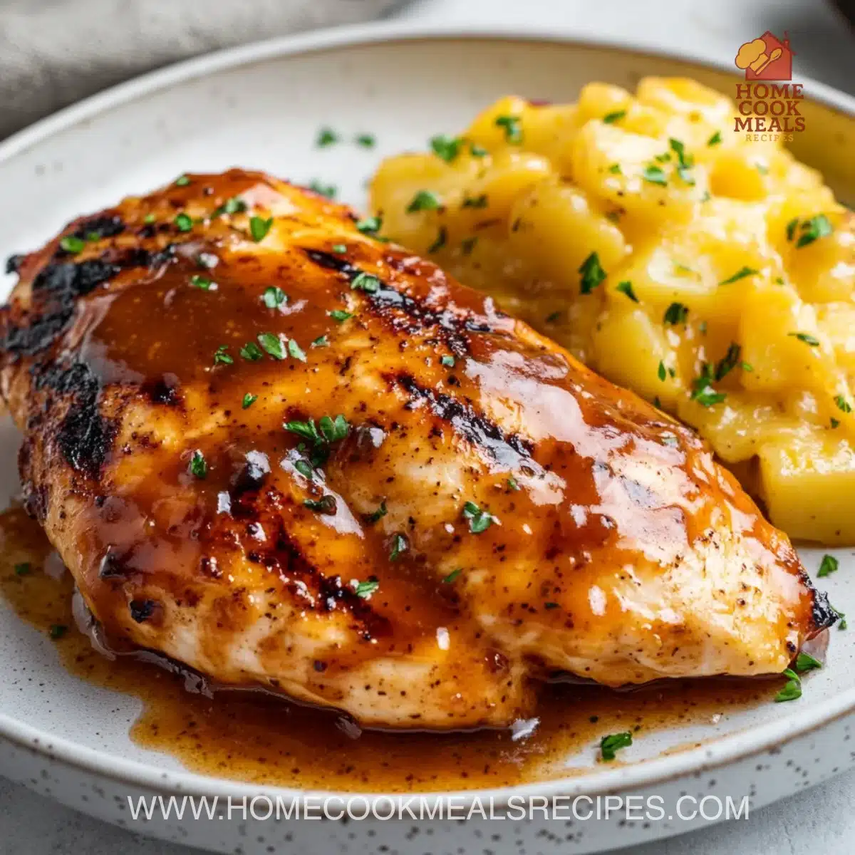 Honey BBQ Chicken with Cheesy Garlic Parmesan Potatoes