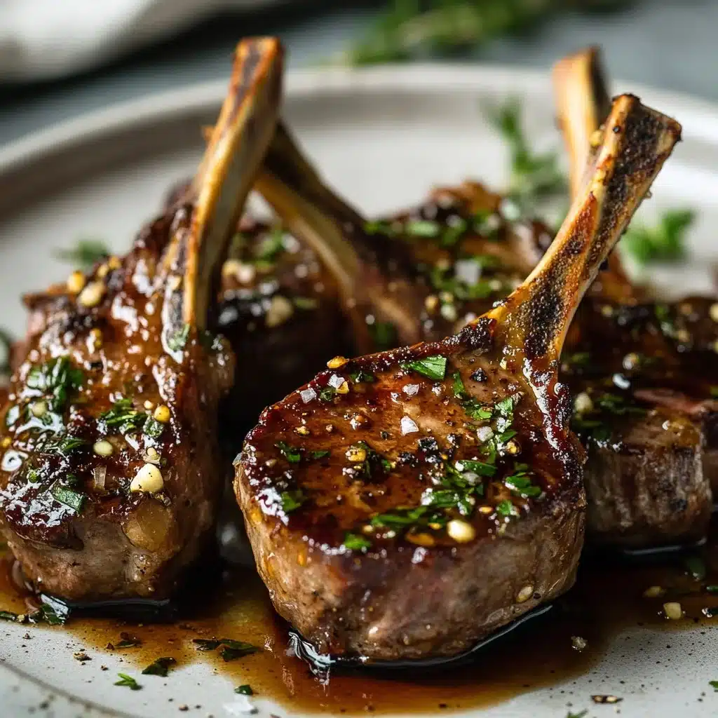 Succulent honey garlic lamb chops served with fresh herbs