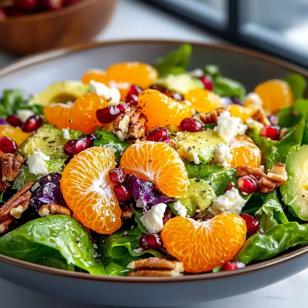 A vibrant Mandarin Orange Salad with fresh greens and citrus dressing