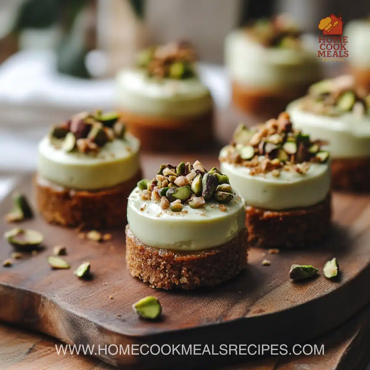 Mini Pistachio and Coffee Cheesecakes
