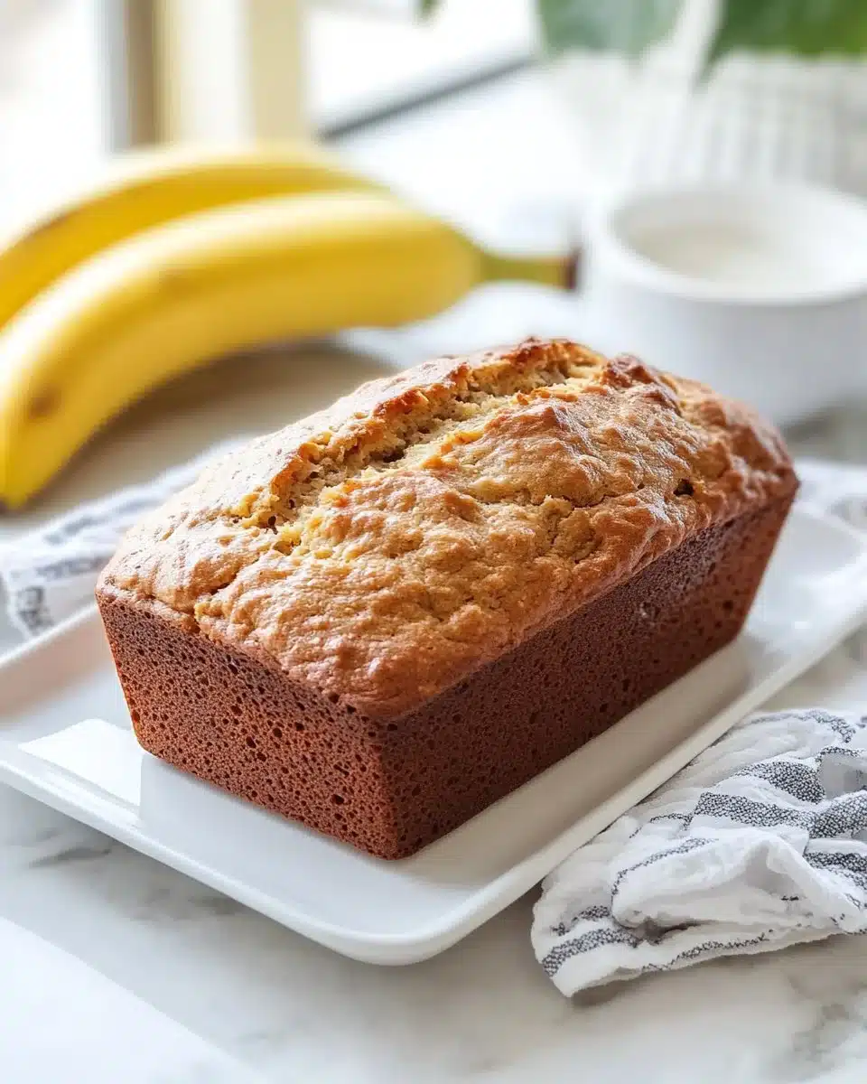 Moist banana quick bread fresh out of the oven, perfect for a tasty snack.