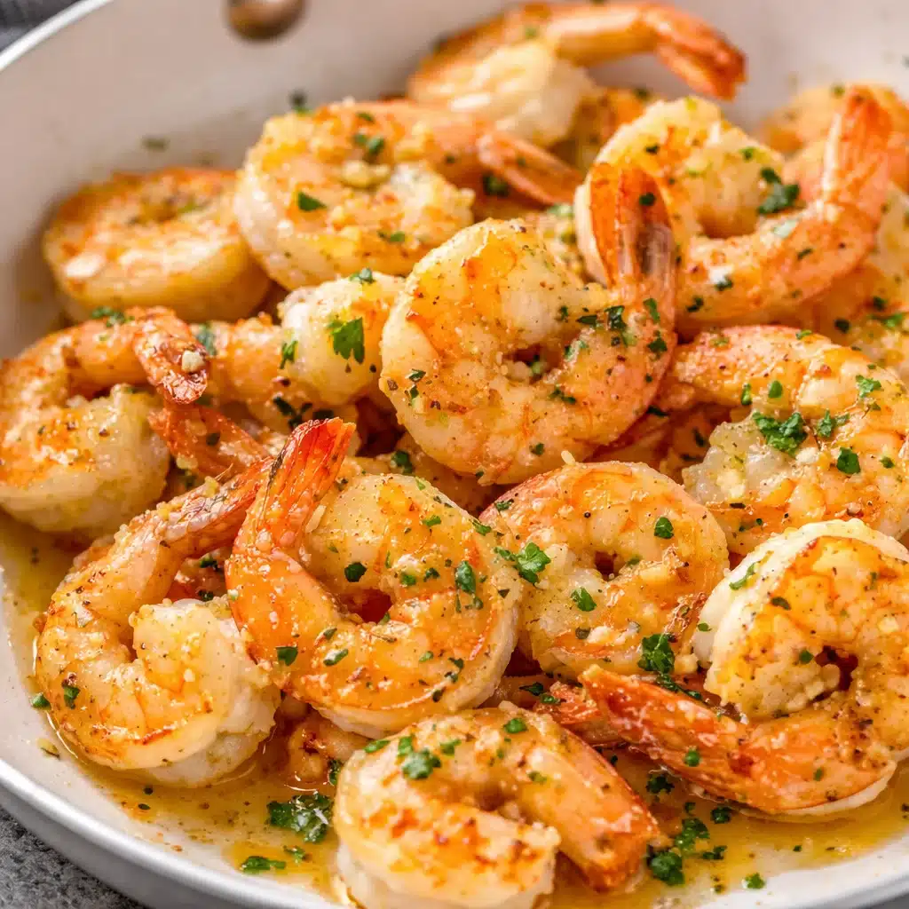 Delicious Garlic Butter Shrimp served in a creamy garlic sauce
