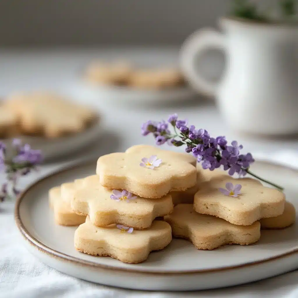 Spring Flower Shortbread Cookies decorated with edible flowers