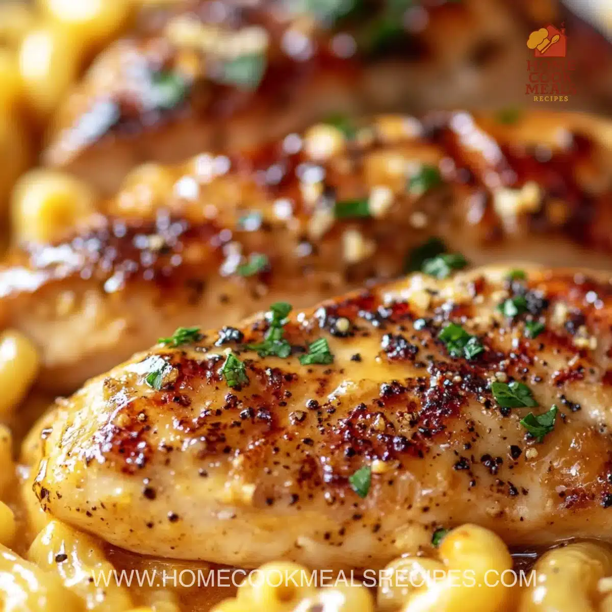 Sweet and Spicy Honey Pepper Chicken with Macaroni and Cheese