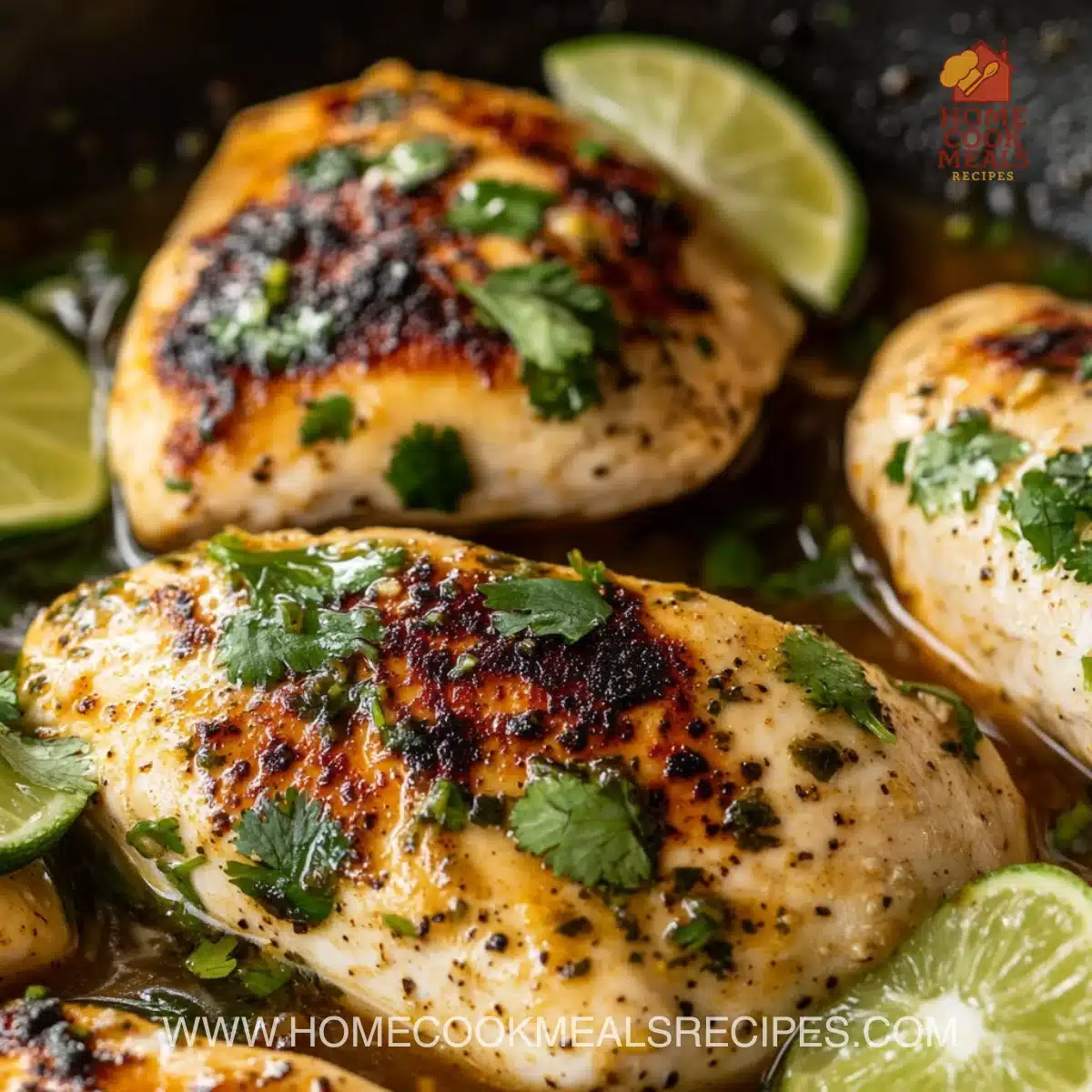 Delicious Coconut Lime Chicken served on a plate with lime wedges