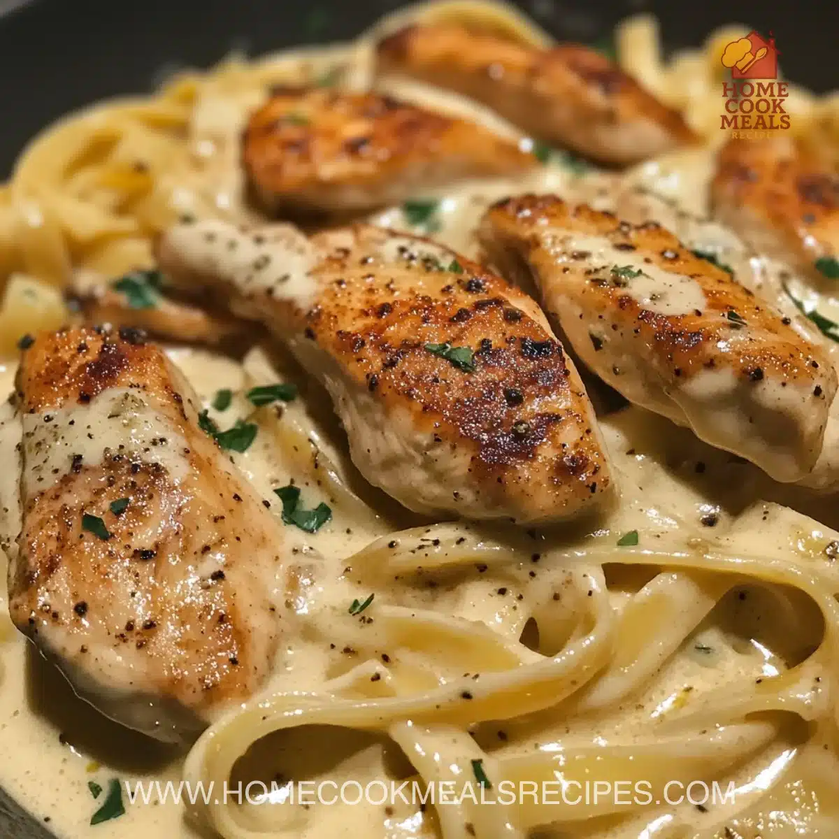 Delicious creamy butter chicken pasta served in a bowl