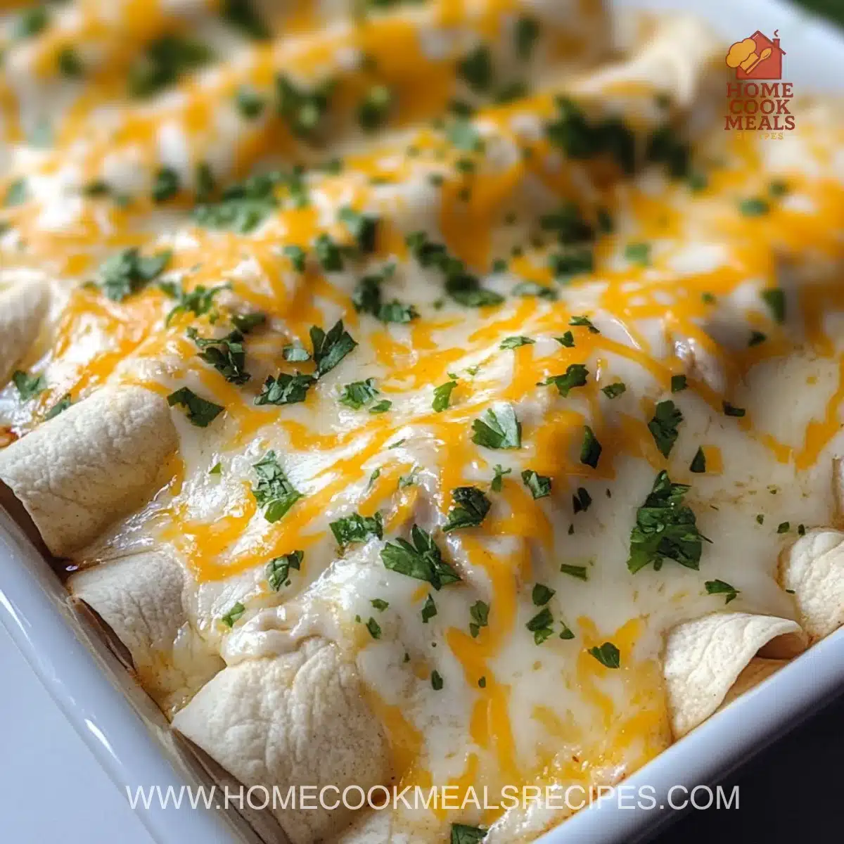 Easy Creamy White Chicken Enchiladas