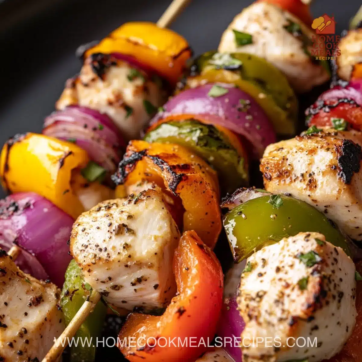 Delicious Greek Chicken Kabobs marinated with herbs on a skewer