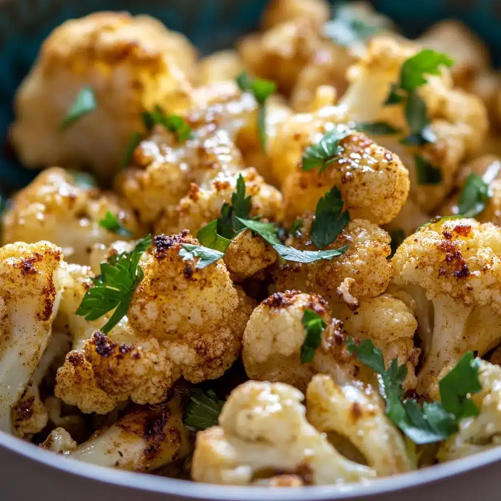 Plate of Moroccan Cauliflower drizzled with tahini and honey
