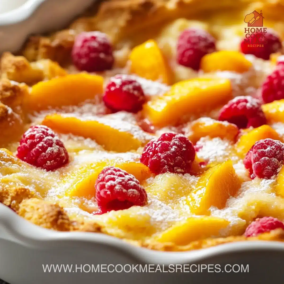 Peach Cobbler with Raspberries