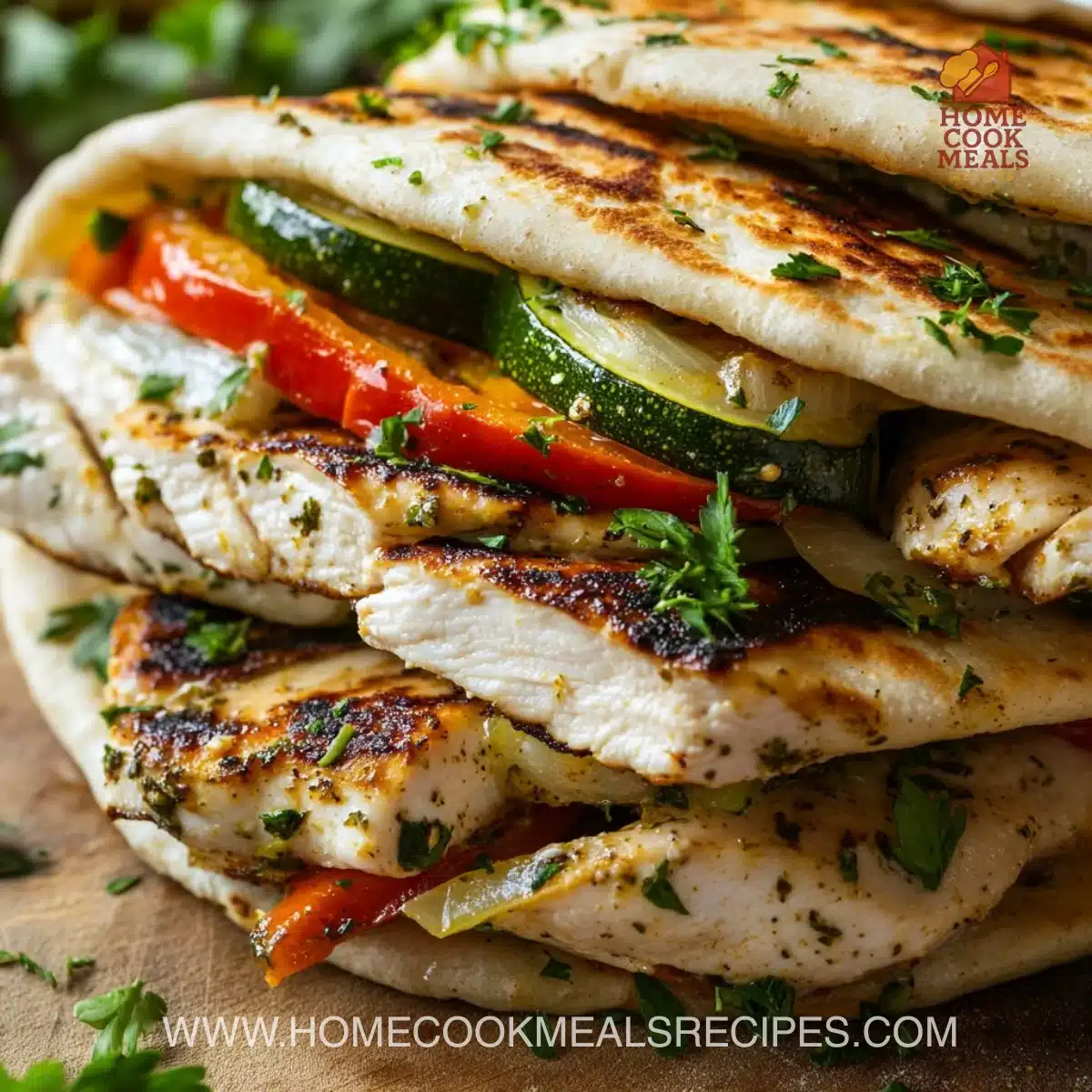 Sheet Pan Chicken Pitas served with Herby Ranch dressing