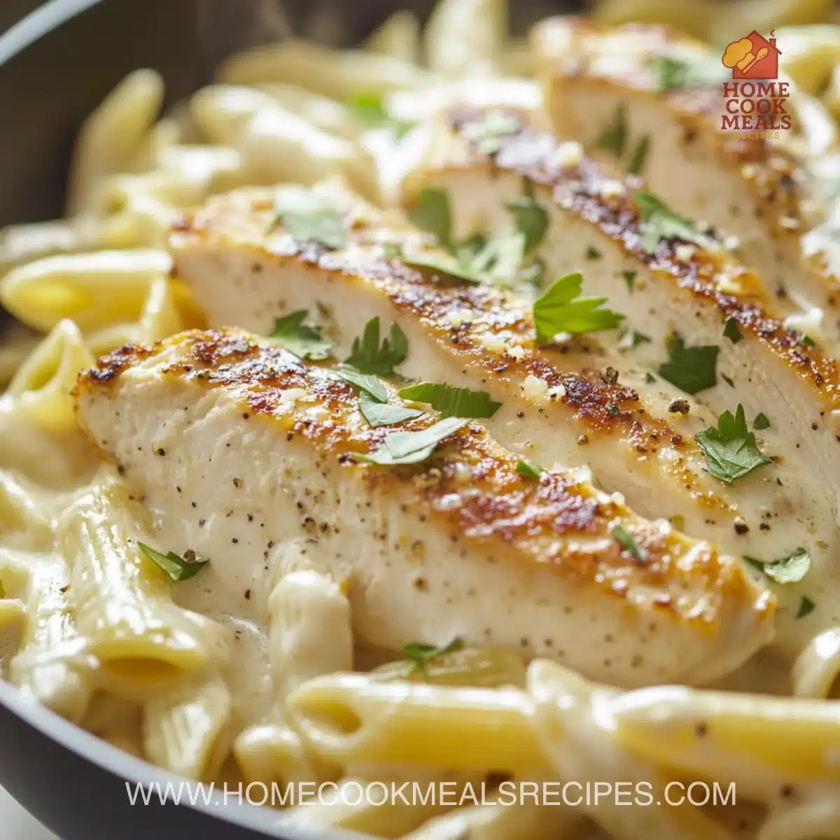 Delicious Southwest Chicken Alfredo with creamy sauce and spices