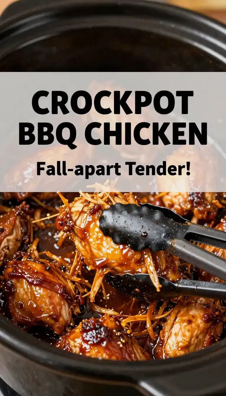 Crockpot BBQ Chicken Recipe for Juicy Pulled Chicken 5 Close-up of juicy pulled BBQ chicken served in a bowl, cooked in a crockpot.