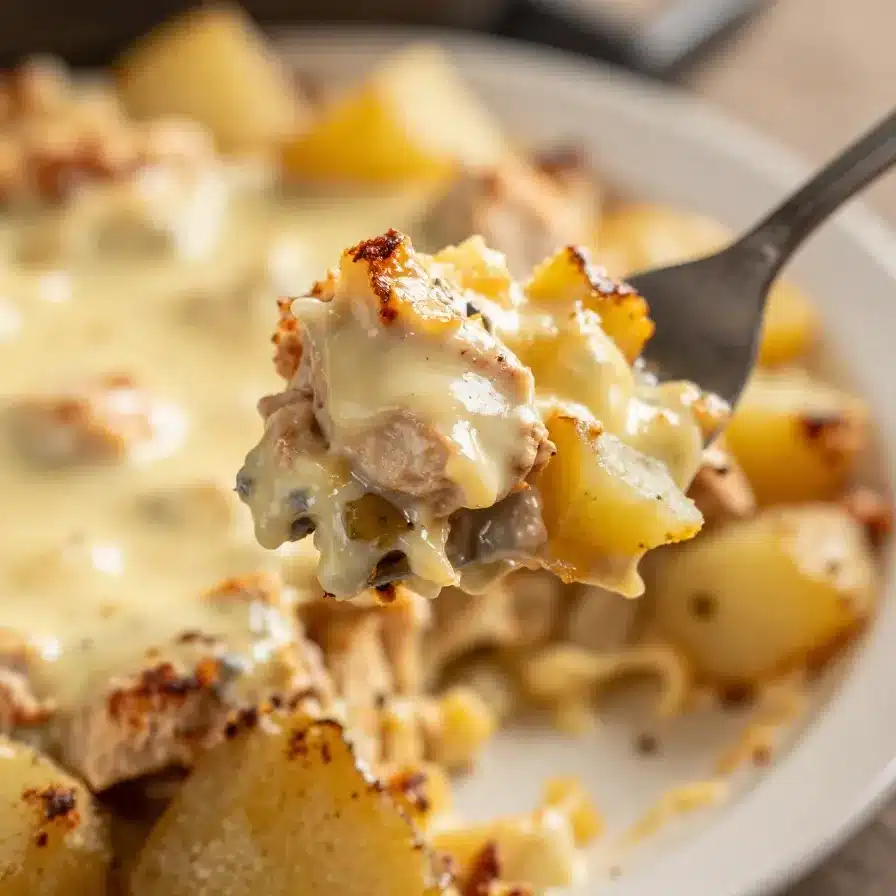 A slow cooker filled with cheesy ranch chicken and potatoes, perfect for easy one-pot meals.
